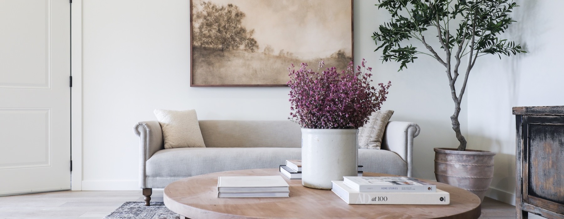 a living room with a couch and a coffee table